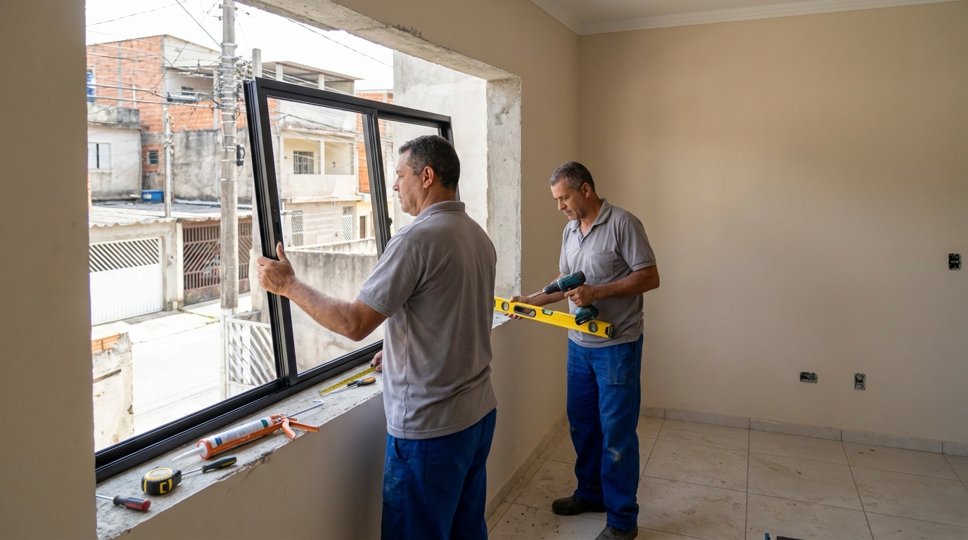 Esquadria de alumínio com vista para rua em São José dos Campos-SP